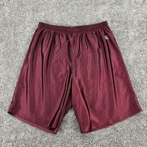 Vtg Russell Athletic Shorts Mens Large Maroon Basketball Logo Drawstring Sports